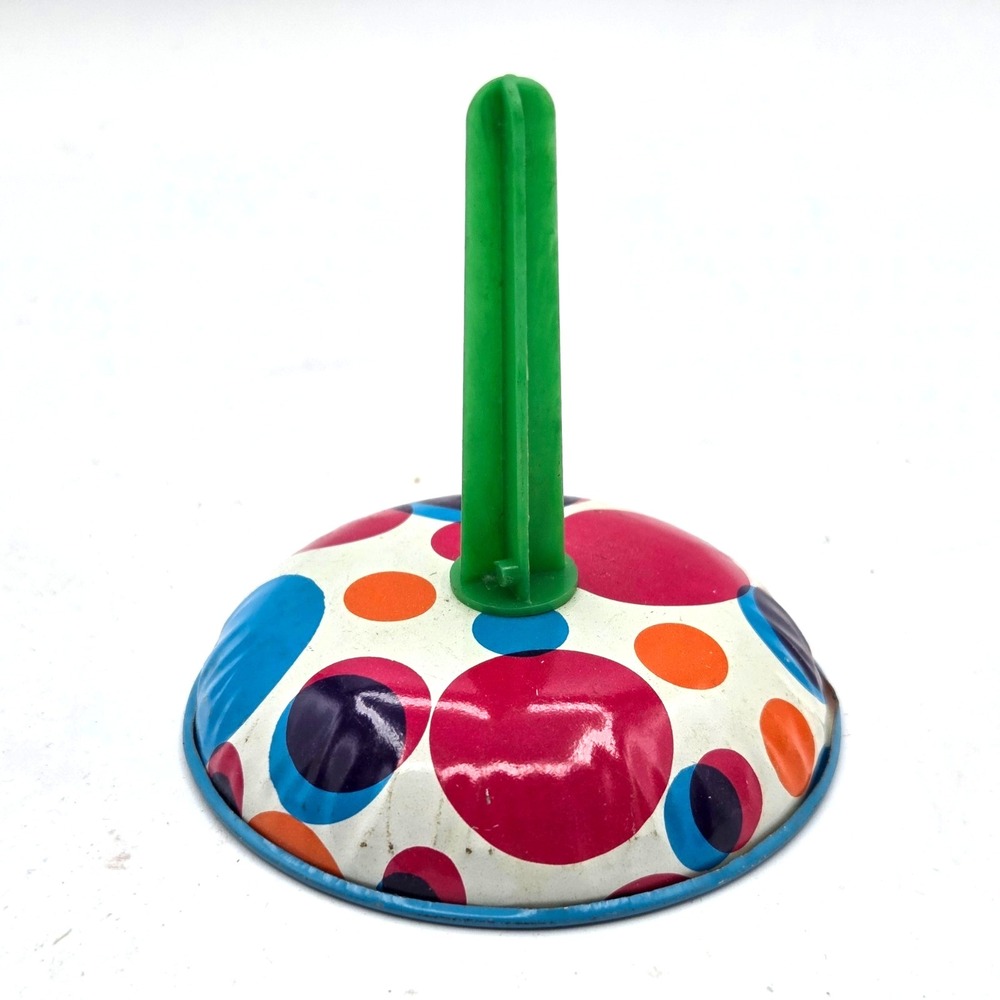 VINTAGE US TOY MFG Noise Maker Party Rattle or Bell Ringer Polka Dot Multicolor